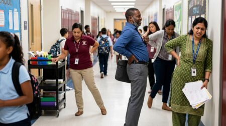 School Staff And Many Teachers Experience Back Pain When Standing